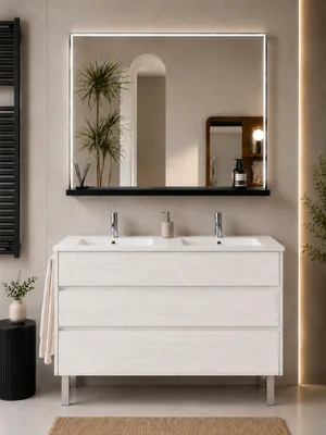 ORIGEN BATH IMPERIA Badmöbel mit Doppelwaschbecken 120x45 cm, Nordisch Weiß