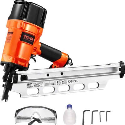 Produktbild von VEVOR Druckluftnagler, 50 bis 90 mm, 21-Grad-Rundkopf mit Dual-Trigger-Modus und Tiefeneinstellung, 80-120 PSI, für Rahmen, Bodenbeläge