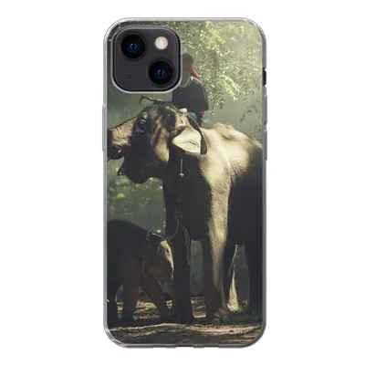 Produktbild von MuchoWow® Handyhülle Schutzhülle Hülle für iPhone 13 mini Elefant - Wald - Bäume - Tiere - Trainer Silikon Softcase Handy Hülle - Softcase