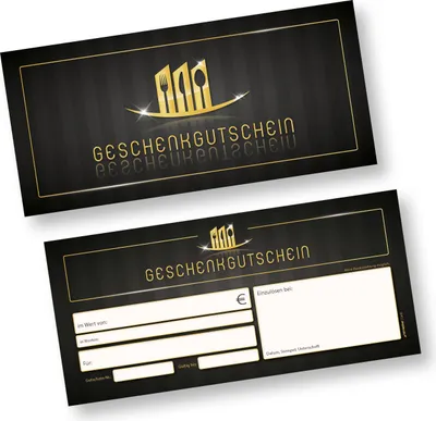 A marketing image showing two gift certificates for a restaurant.