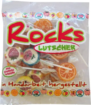 Immagine prodotto di Lecca-lecca Rocks, caramelle dure alla frutta, 15 pezzi, totale 150 g