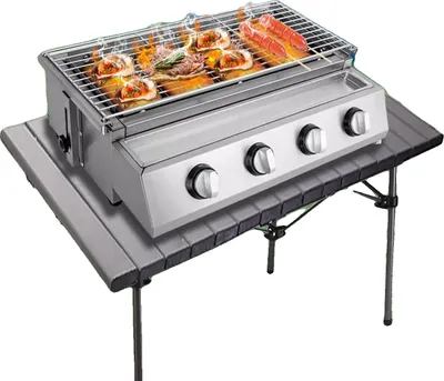 Obrázek produktu pro Plynový gril, 4 hořáky, snadno se čistí, stříbrný