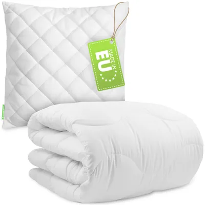 Produktbild von Microfaserbettdecke + Kopfkissen Bettdecke & Kopfkissen - 1-Set Kopfkissen - Ganzjahresdecke