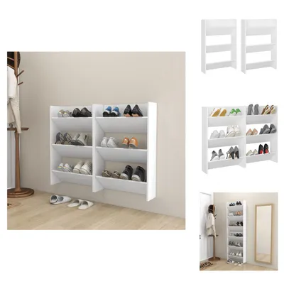 Zdjęcie produktu dla vidaXL Naścienne szafki na buty 2 szt. Biały 60x18x90 cm Materiał drewnopochodny - Półki i szafki na buty