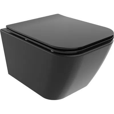 Zdjęcie produktu dla Mexen Madox miska wc Rimless z deską wolnoopadającą slim, duroplast, czarna mat - 30154070