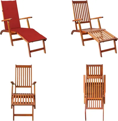 Image de vidaXL Chaise longue avec repose-pieds et support Acacia Massif - Chaise longue - Chaises longues - Chaise longue en bois - Chaises longues en bois