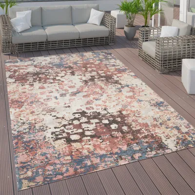 Produktbild von In- & Outdoor Teppich Terrasse Küchenteppich Vintage Pastell Abstrakte Muster Grösse 120x170 cm