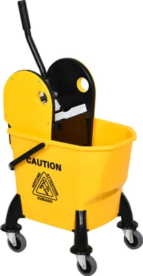 Produktbild von Fortuna Lai Reinigungswagen mit Fahreimer und Auswringvorrichtung 26 Liter Gelb 44x36x90cm leicht effizient für gründliche Reinigung