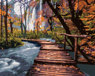 Image de Zuty - Peinture par numéros - PROMENADE EN BOIS DANS LE PARC, 40 x 50 cm, sans cadre et sans toile tendue