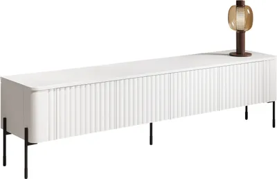 Produktbild von MIRJAN24 TV-Lowboard Vera 190, TV-Schrank mit vier Drehtüren, Schwarze Metallfüße (Farbe: Weiß)