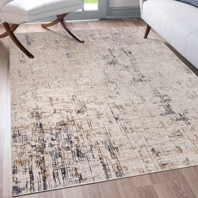 Image de Tapis Mazovia Beige Moderne Abstrait, Vintage - Salon, Chambre à coucher, Salle à manger, Bureau - Non tissé - Rectangle - Élégant - 140x200 cm