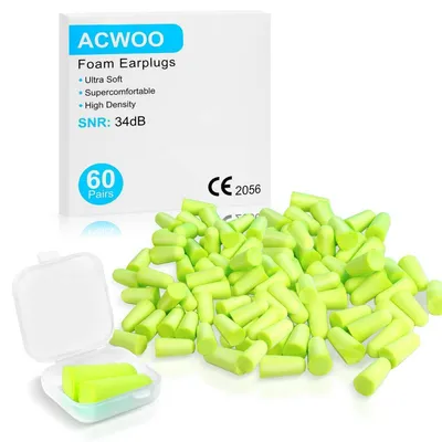 Immagine prodotto di Tappi per le orecchie, 60 paia, con riduzione del rumore, SNR 34 dB, in schiuma, colore giallo neon