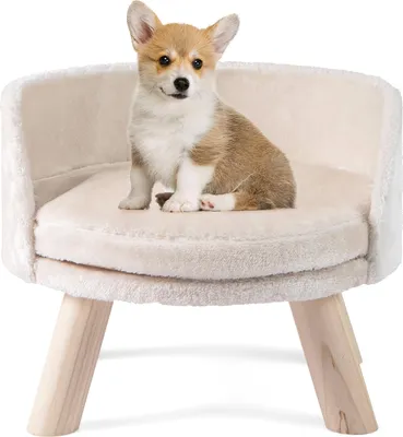 Produktbild von Haustier-Sofabett mit Kissen, Kiefernholzbeine, Beige