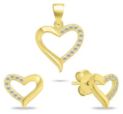 Zdjęcie produktu dla Złocony zestaw biżuterii Heart SET270Y ( wisiorek, kolczyki)