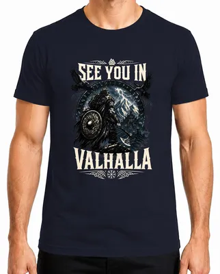 Produktbild von See You In Valhalla Wikinger Krieger Odin Valknut Runen Norse Axt Herren T-Shirt, Navy, XXL