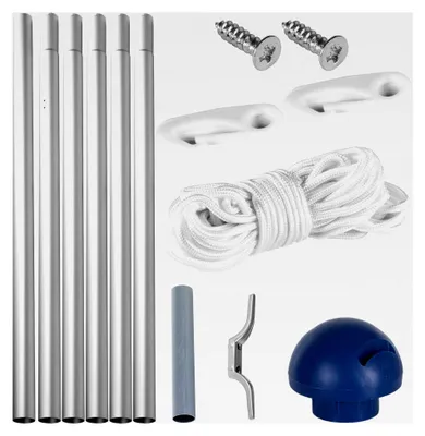 Produktbild von Teleskop Fahnenmast aus Aluminium 6,50 m, 5-fach höhenverstellbar, 30 verschiedene Flaggen zur Auswahl, Komplettset mit Bodenhülse