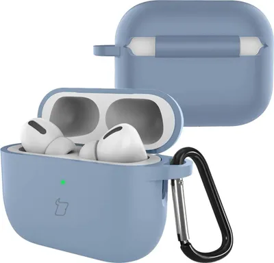 Produktbild von Silikonhülle mit Karabiner für AirPods Pro 3, Bizon Case Headphone Silicone, Graublau