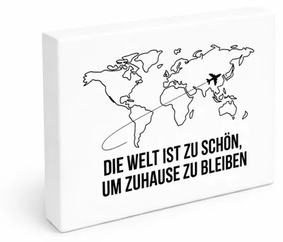 Produktbild von Weltkarte Holzbild in 20x15 cm zum Stellen oder Aufhängen Die Welt ist zu schön