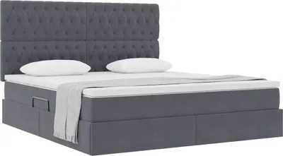 Produktbild von Cloris Designermöbel Aufbewahrungsbett mit Matratze Dunkelgrau 180 x 200cm Samt - 2026Neu897903 - Klassische BettenJugendbett Tagesbett