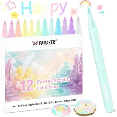 Produktbild von Famanu Pastell Glitter Stifte Set – 12 Acrylstifte auf Wasserbasis