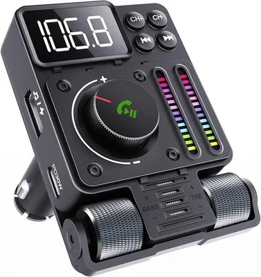 Zdjęcie produktu dla Bluetoothowy nadajnik FM do samochodu z szybkim ładowaniem PD o mocy 30W i funkcją zestawu głośnomówiącego