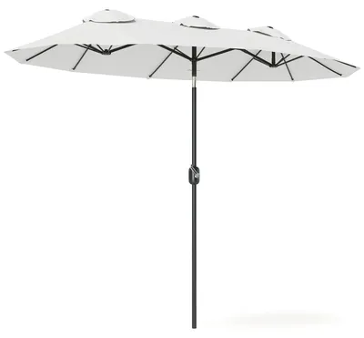 Produktbild von Sonnenschirm. Gartenschirm. neigbar. mit Handkurbel. Winddach. Polyester+Stahl. Cremewei?. 295 x 152 cm