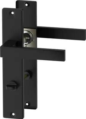 Produktbild von Schwarz Türbeschlag CUBE WC-Langschildgarnitur für Badtüren WC Türbeschlag; Türgriff; Türklinke