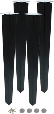 Produktbild von Möbelfuß Buche 40 cm schwarz lackiert – Set 4x mit Montageset
