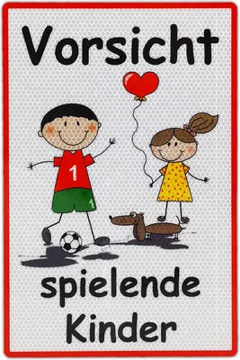 Produktbild von UvV Warnschild Vorsicht spielende Kinder 30 x 20cm reflektierend(weiß)