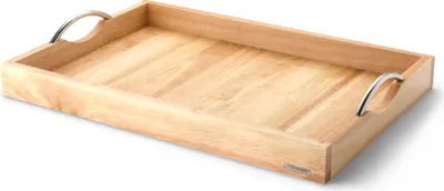 Zdjęcie produktu dla CONTINENTA Tablett mit Metallgriffen, Gummibaum 53x36x5 cm 3011 4017167301105 Vorteilset – 2 Stück – inkl. 4 Edelstahl-Trinkhalme