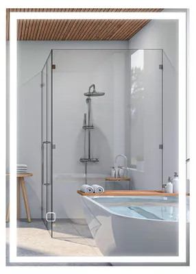 Immagine prodotto di Specchio da bagno con illuminazione a LED e interruttore touch | Colore: Bianco | Dimensioni: 70x4x50 cm