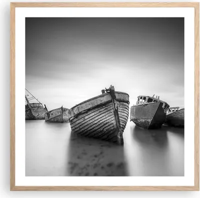Produktbild von Gerahmtes Poster - Rahmen in heller Eiche - £ódŸ Wrack Schiff - 60x60 cm - Wand Bild - Wanddeko - Wandbilder - Kunstposter - Wandposter - Bilderrahmen - Bilder - Kunstdruck - P2NAC60x60-4999