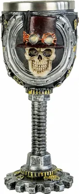 Produktbild von Totenkopf Steampunk Kelch mit Edelstahleinsatz 19 cm
