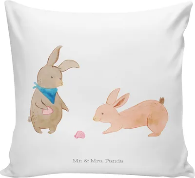 Produktbild von Mr. & Mrs. Panda Deko Kissen Hasen Muschel - Weiß - Geschenk, kuschelkissen 40x40, mikrofaser kopfkissen, Beste Freundin, Muttertag, zier, Urlaub, Strand, wurfkissen