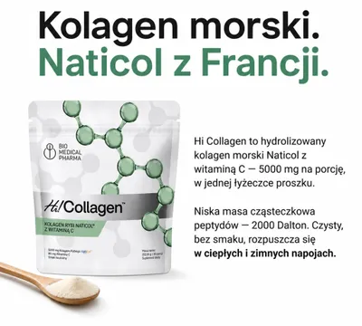 Zdjęcie produktu dla Hi! Collagen Naticol kolagen rybi z witaminą C, proszek 152,91 g