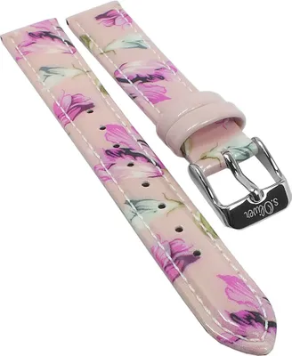 Produktbild von s.Oliver → Uhrenarmband 16mm rosa Leder Blumenmuster SO-3465-LQ