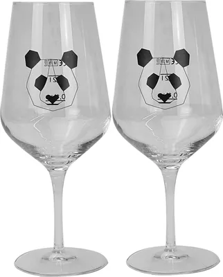 Produktbild von Panda Wein-Glas Gläser Set - 2x Weingläser mit Eichung / Eichstrich 0,1L + 0,2L geeicht