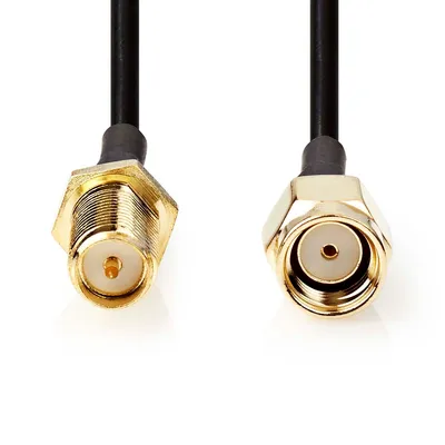 Produktbild von Nedis Antennenkabel - RP SMA-Stecker - RP SMA-Buchse - Vergoldet - 50 Ohm - Einzeln geschirmt - 5.00 m - Rund - PVC - Schwarz - Label