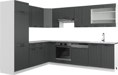 Produktbild von Eckküche Vicco Fame-Line Anthrazit Landhaus/Weiß 287 x 46 cm ohne Arbeitsplatte, Model 36139
