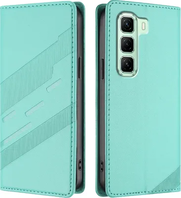Produktbild von Hülle für Infinix Hot 50 4G, Kunstleder Brieftaschen Handyhülle mit Kartenfach und Standfunktion Türkis
