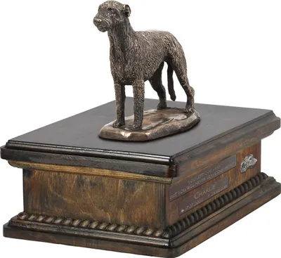 Produktbild von Irischer Wolfshund, Irish Wolfhound urne in Hundeasche, personalisierte Urne mit Statue, Holzurne mit Hund von Art-Dog