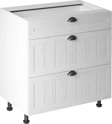 Produktbild von Küchenunterschrank 80 cm mit Schubladen ohne Arbeitsplatte, Provence D80S3 Weiß/Matt