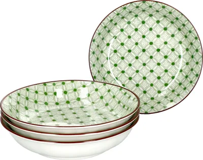 Produktbild von Lime Rio 4-tlg. Suppenteller Grünes Dekor Ø 20 cm Soup bowl Porzellan Ritzenhoff