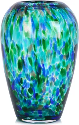 Immagine prodotto di Vaso in vetro soffiato a mano, 22,9 cm, di colore blu-verde, ideale per composizioni floreali
