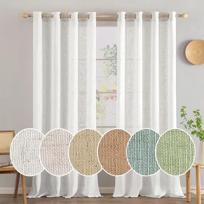 Produktbild von Solidchoice – Leinenvorhänge mit Ösen, Set aus 2 Stück, 140 x 290 cm