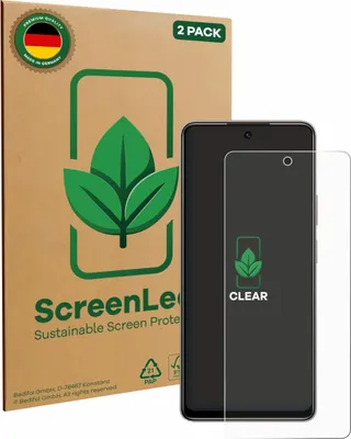 Produktbild von 2x ScreenLeaf Schutzfolie für Tecno Pova 7 nachhaltiger Displayschutz Display Schutz Folie Klar Transparent