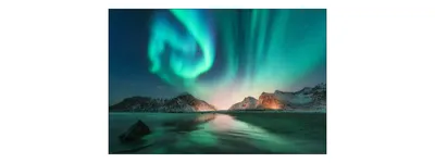 Produktbild von Muralo Fototapete Landschaft 360 (B) x 240 (H) cm Vlies Tapete Wandtapeten Gebirge Nordlicht Sterne Himmel Wohnzimmer Schlafzimmer moderne Wandbilder XXL Natur Panorama Wand Dekoration