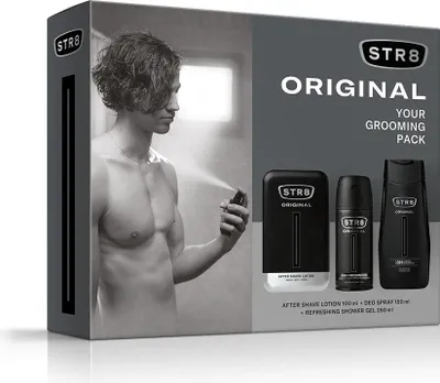 Obrázek produktu pro STR 8 Originální dárková sada (voda po holení 100 ml + deodorant ve spreji 150 ml + sprchový gel 250 ml)