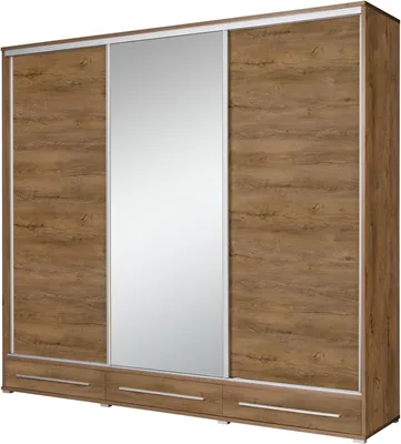 Obrázek produktu pro Velká šatní skříň 255 cm se zrcadlem BROOTEN - dub bordeaux