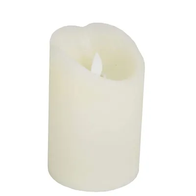 Image de Bougie LED cire véritable avec minuterie mèche vacillante blanche hauteur 12.5cm